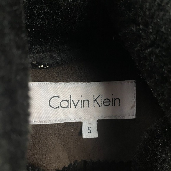 Calvin Klein Jacket Women's‎ Small Brown Suede Full Zip Faux Fur Lined Polyester - Picture 3 of 9